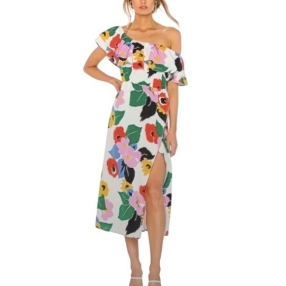 Show Me Your MuMu Dresses & Skirts - NWT Show Me Your Mumu Rosie Midi Dress Becky Blooms‎ Print One Shoulder Sz Small